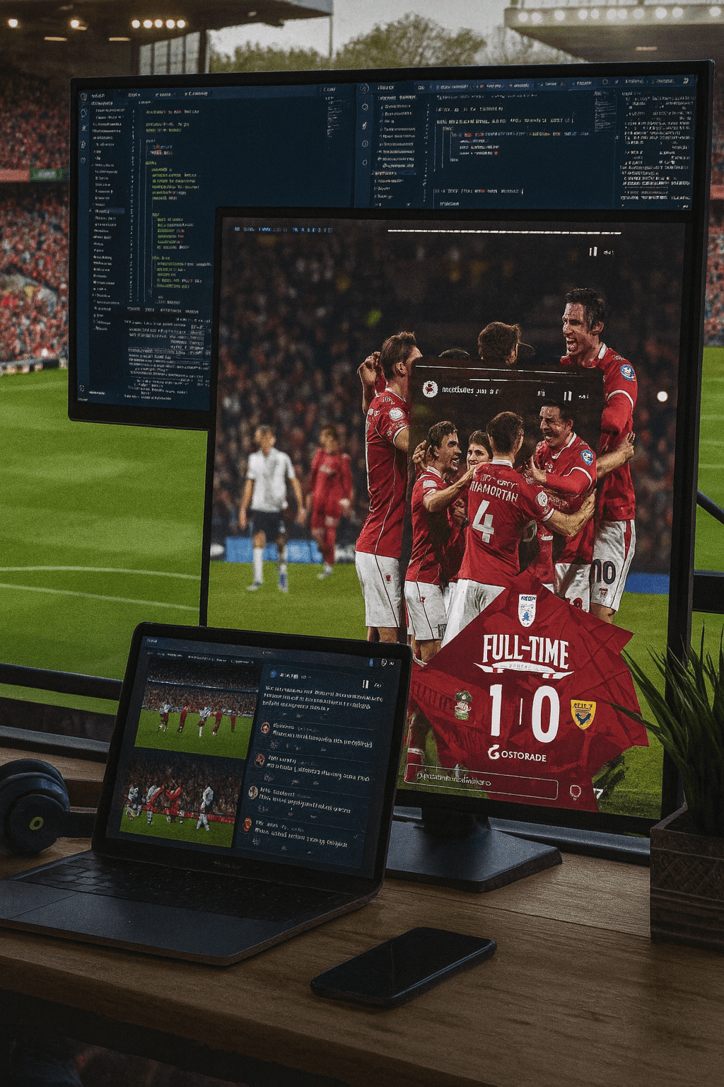 Match-day footage on a stadium screen